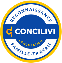 logo bleu et blanc du sceau concilivi reconnaissance famille travail 