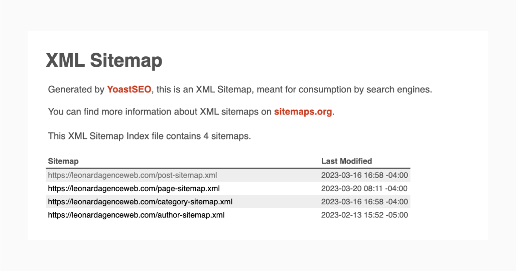 XML Sitemap leonard agence web